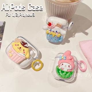 เคสหูฟังบลูทูธไร้สาย แบบนิ่ม ลายไอศกรีม Sanrio Doraemon Rabbit Bear พร้อมตะขอ สําหรับ AirPods Pro AirPods3 AirPods 3 2 1