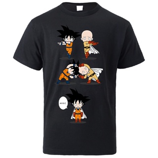 【ใหม่】One Punch Man And Dragon Ball T Shirt Cartoon Streetwear Japan Anime Men T-Shirts Summer 2022 Male Tops Hip Hip T-