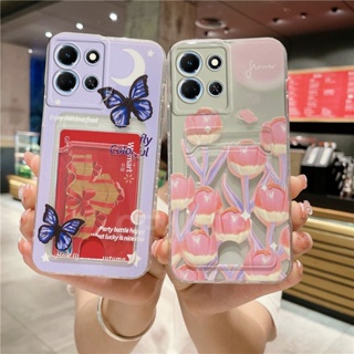 ใหม่ เคสโทรศัพท์ซิลิโคน TPU แบบนิ่ม ลายผีเสื้อ ดอกทิวลิป กันกระแทก สําหรับ Huawei HONOR X6A 4G X5 Plus 2023 Huawei HonorX6a HonorX5Plus