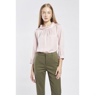 ESPADA เสื้อเบลาส์ผ้าชีฟอง ผู้หญิง สีชมพูอ่อน | Long Sleeve Chiffon Blouse | 1025