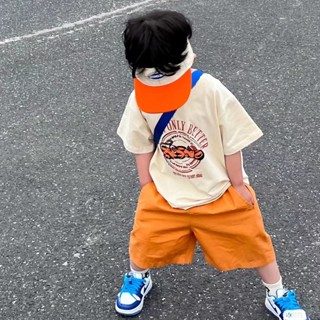 พร้อมส่ง ขายดี ชุดเสื้อแขนสั้น กางเกงขาสั้น สองชิ้น แฟชั่นฤดูร้อน สไตล์เกาหลี ญี่ปุ่น สําหรับเด็กผู้ชาย 2023