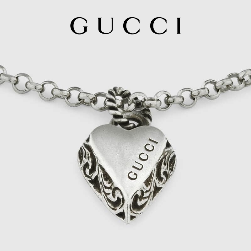 พร้อมส่ง-gucci-gucci-gucci-สร้อยข้อมือเงิน-จี้หัวใจ