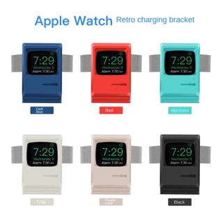 สําหรับ Apple Watch 7 6 5 4 iWatch 3 2 1 ซิลิโคน ขาตั้ง แท่นชาร์จ ที่วาง รูปแบบคอมพิวเตอร์ย้อนยุค ขาตั้งข้างเตียง