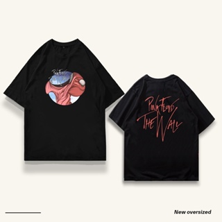 ร้อน 3 oversize T-shirt เสื้อยืด ขนาดใหญ่ พิมพ์ลาย Pink Floyd The Wall สีดํา สีเทาเข้ม S-5XL