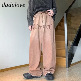 DaDulove💕 New American Ins High Street Raw Edge Retro Casual Pants Niche High Waist Loose Wide Leg Pants Trousers