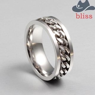 BLISS แหวนโซ่สแตนเลส ไทเทเนียม หมุนได้ ของขวัญแต่งงาน สไตล์คลาสสิก