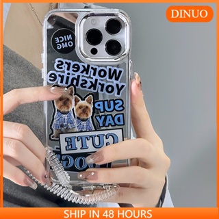 เคสโทรศัพท์มือถือกระจก ลายสุนัขภาษาอังกฤษ สีฟ้า สําหรับ Iphone 15 14promax 13 12 pro promax 11 DINUO