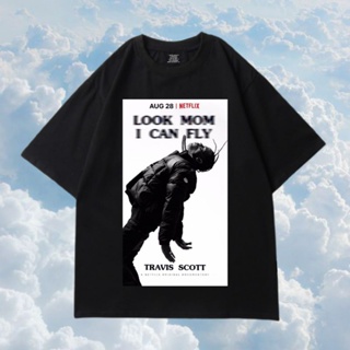 เสื้อยืดสีขาวเสื้อยืดโอเวอร์ไซซ์ ลายโปสเตอร์ TRAVIS SCOTT 20S - KAOS BAJU LOOK MOM Moslem WASHS-4XL