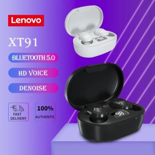 Lenovo รุ่น  XT91 ไร้สายบลูทูธหูฟัง AI ควบคุมการเล่นเกมชุดหูฟังสเตอริโอเบสพร้อมไมโครโฟนลดเสียงรบกวน TWS หูฟัง