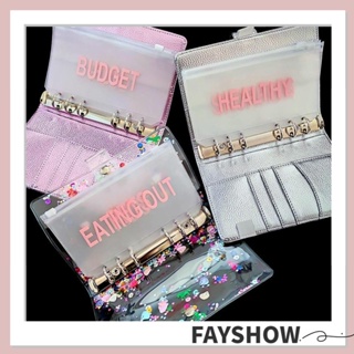 ✻FAY✻ A6 For Financial Management Binder Pockets Envelopes Cash Envelope Savings Binder Zipper Folders Document Filing Bags Waterproof 6 Ring Pouch Organizers Pink Series Loose Leaf Pouch Notebook Binder