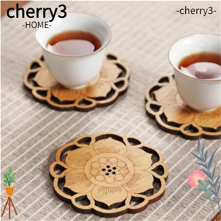 Cherry3 แผ่นรองแก้วกาแฟ ทรงกลม หนา 5 มม. รูปดอกบัว สําหรับตกแต่งบ้าน