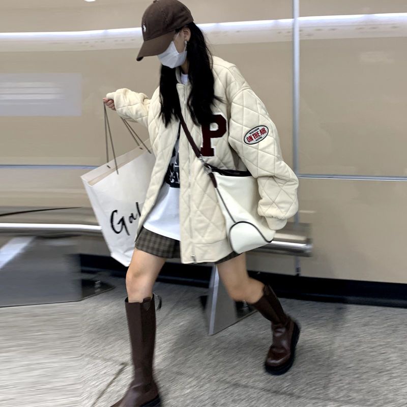 เสื้อแจ็กเก็ตเบสบอล-ผ้าฝ้าย-ขนาดเล็ก-พลัสไซซ์-แฟชั่นฤดูหนาว-สําหรับผู้หญิง