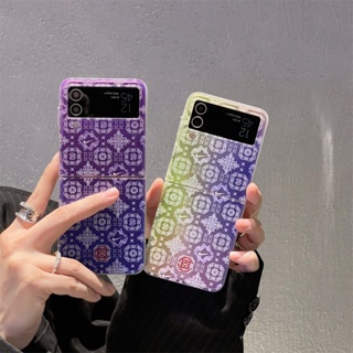 เคสโทรศัพท์มือถือ แบบแข็ง แต่งไล่โทนสี หรูหรา สําหรับ Samsung Galaxy Z Flip 3 4 5G Z Flip3 Flip4