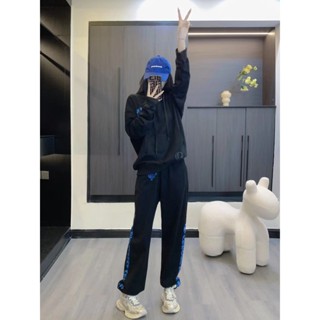 SAFH Chrome Hearts 2023 autumn and winter new hooded sweater elastic waist casual pants cross flower sanskrit printing fashion all-match suit