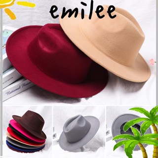 Emilee Fedora หมวกคาวบอย ผ้าวูล แฟชั่นใหม่ สําหรับผู้หญิง ผู้ชาย การแสดงบนเวที เต้นรํา ปาร์ตี้