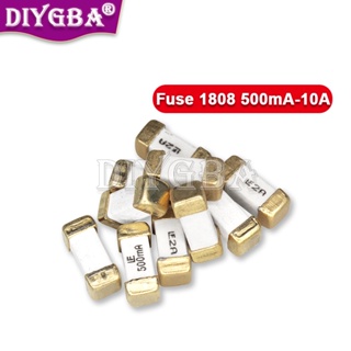 ใหม่ ฟิวส์เป่าเร็ว SMD 1808 AC 0451 0.5A 500MA 1A 2A 3A 4A 5A 6.3A 8A 10A 12A 15A 500MA 750MA สีทอง 10 ชิ้น