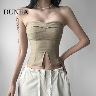 Dunea เสื้อท็อปส์ สีพื้น เซ็กซี่ ทรงสลิมฟิต สําหรับผู้หญิง