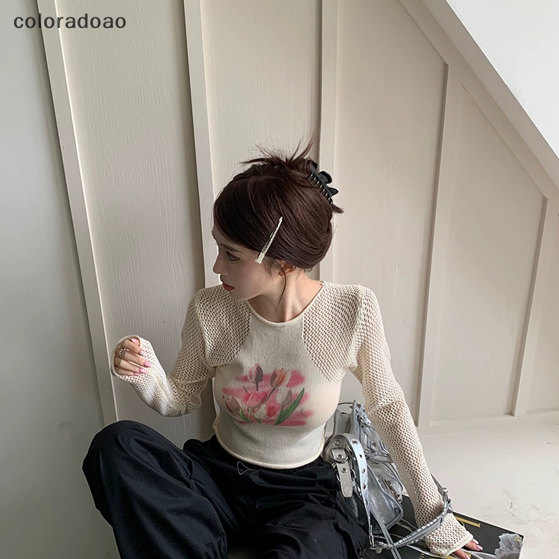 crd-เสื้อครอปท็อปแขนยาว-คอกลม-ผ้าถัก-ลายดอกไม้-สไตล์เรโทร-แฟชั่นฤดูร้อน-สําหรับผู้หญิง-zxh