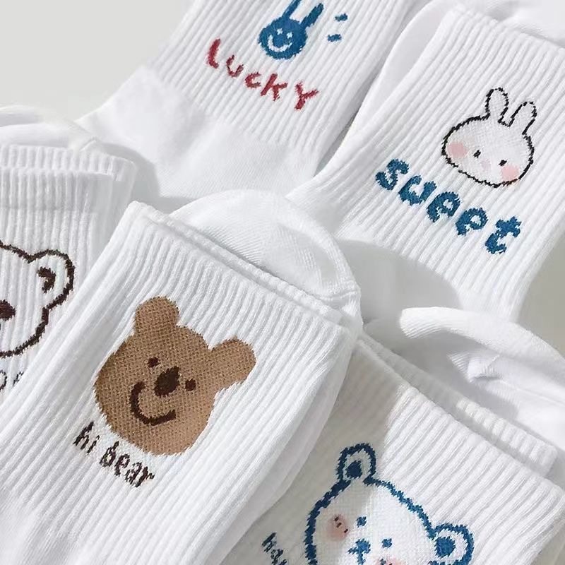 ถุงเท้า-ผ้าฝ้าย-ลายการ์ตูนหมีน้อยน่ารัก-สไตล์เกาหลี-และญี่ปุ่น-สําหรับผู้หญิง-5-คู่