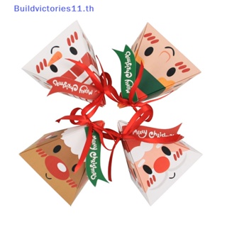 Buildvictories11 กล่องกระดาษ ทรงสามเหลี่ยม ลายซานตาคลอส สําหรับใส่คุกกี้ ลูกอม ของขวัญ 10 ชิ้น