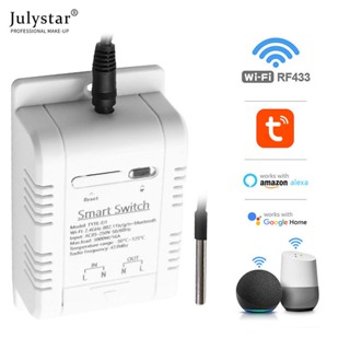 JULYSTAR Tuya สวิตช์อุณหภูมิอัจฉริยะ 16a 3000w พร้อมการตรวจสอบการใช้พลังงาน Rf433 เทอร์โมอัจฉริยะเข้ากันได้กับ Alexa