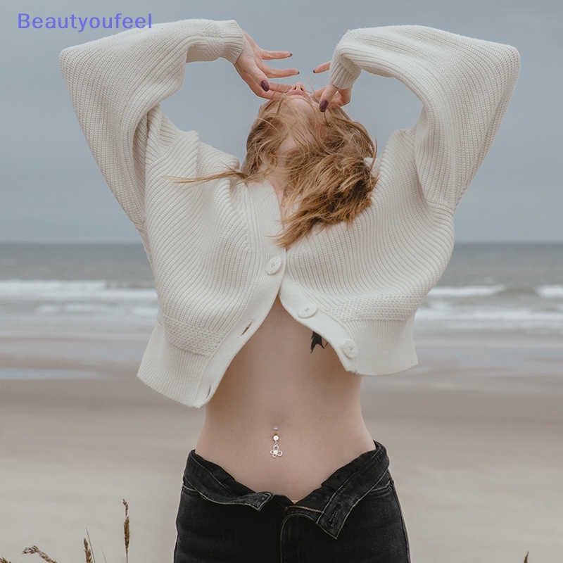 beautyoufeel-จิวสะดือ-สเตนเลส-รูปผีเสื้อ-ฝังเพชร-เครื่องประดับร่างกาย-สําหรับผู้หญิง