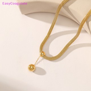 เครื่องประดับ สร้อยคอโชคเกอร์ จี้ลูกปัดเหล็กไทเทเนียม สีทอง ไม่ซีดจาง เหมาะกับของขวัญปาร์ตี้ สําหรับผู้หญิง