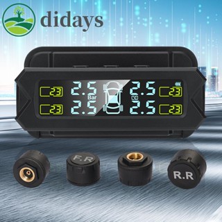 เครื่องวัดความดันลมยางรถยนต์ พลังงานแสงอาทิตย์ 4 เซนเซอร์ภายนอก ด้านใน TPMS 400mAh ดิจิทัล TPMS [Didays.th]