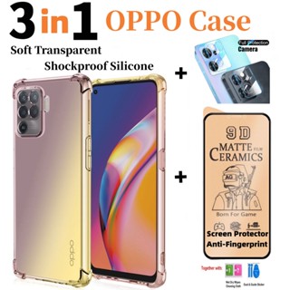 3 in 1 เคสใส สำหรับ  มีกันกระแทก4มุม  OPPO A15 A15S A16 A5S A7 A12 A12S A3S A31 A12E A52 A53 A32 A53S A33 A72 A92 A5 A9 2020 A54 A55 A74 A16K A16E A91 F9 F11 Pro #SI  เคสกันกระแทก รุ่น