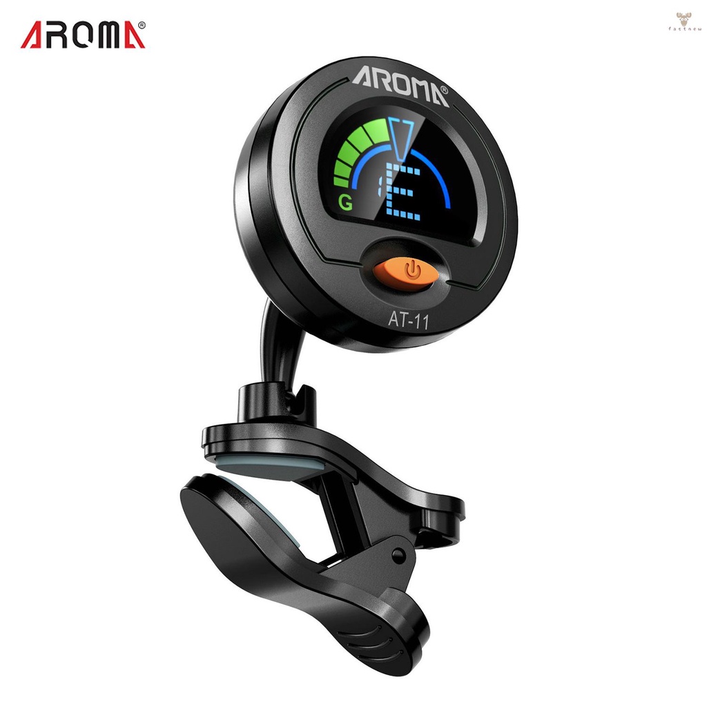 fw-aroma-at-11-จูนเนอร์หน้าจอสี-แบบคลิปหนีบ-สําหรับกีตาร์-เบส-อูคูเลเล่-ไวโอลิน