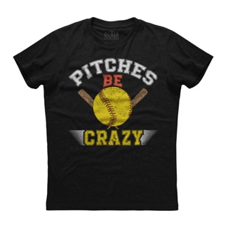 Funny Pitches Be Crazy Softball Player Pitcher Coach Gift Unisex Black T-Shirt_02