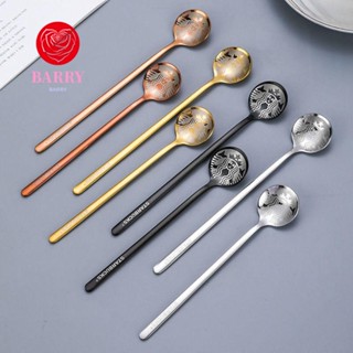 BARRY Starbucks Coffee Spoon Flatware Bar Tools Stirring Spoon Stainless Steel Kitchen Tea Honey Drinkware Cocktail Cutlery Ice Cream Dessert Spoon/Multicolor