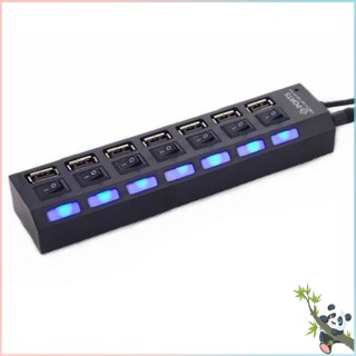 7 พอร์ต Universal Design โฮมออฟฟิศ LED USB 2.0 อะแดปเตอร์ชาร์จฮับ Charger Hub สวิตช์เปิด/ปิดสำหรับพีซีแล็ปท็อป