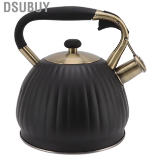 Dsubuy Whistle Tea Pot  Stainless Steel Plastic Black Whistling Kettle Touch Button for Kitchen