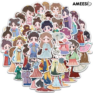 Ameesi สติกเกอร์ไวนิล ลายการ์ตูน สไตล์จีนโบราณ กันน้ํา ลอกออกได้ สําหรับติดตกแต่งรถยนต์ แล็ปท็อป กระเป๋าเดินทาง 40 ชิ้น