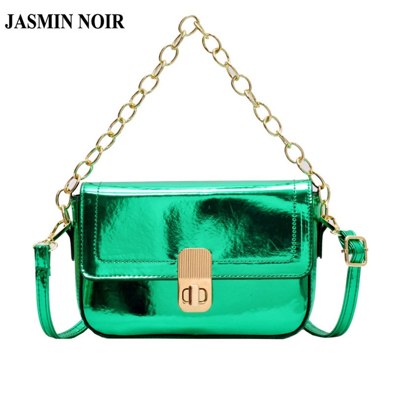 Jasmin NOIR แบรนด์ล็อค สิทธิบัตร หนัง ผู้หญิง กระเป๋าสะพายไหล่ พนัง