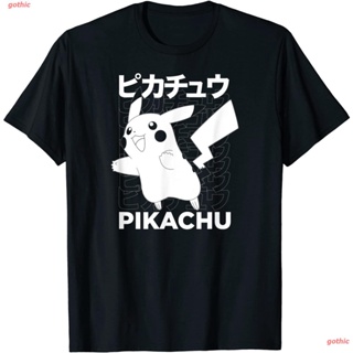 GOOD YF เสื้อยืดแขนสั้นเสื้อแฟชั่นผญ sexy เสื้อสาวอวบ เสื้อยืดกีฬา Pokemon Pikachu Kanji Pigment T-Shirt Sports T-shirt