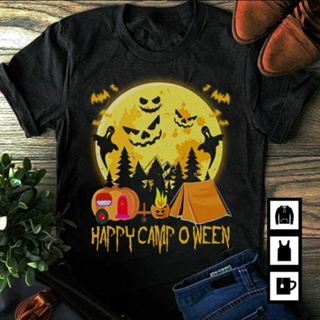 เสื้อยืดผ้าฝ้ายพิมพ์ลายเสื้อยืดลําลอง พิมพ์ลาย Happy Camp หรือ Ween- Halloween สําหรับผู้ชายS-5XL