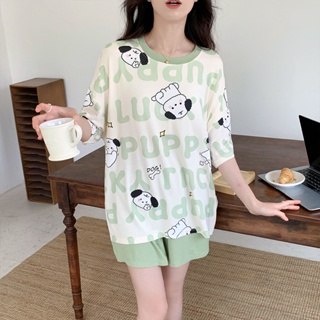 Summer modal pajamas simple suit womens new thin section dog short-sleeved shorts (with chest pad)