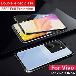 เคสโทรศัพท์มือถือกระจกนิรภัย แบบแข็ง สองด้าน กันกระแทก สําหรับ Vivo Y36 Y27 Y56 Y16 Y78 Y 36 Y 27 Y 16 Y 56 Y 78 4G 5G