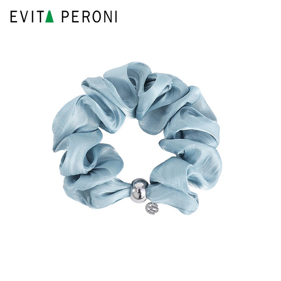 EVITA PERONI Kama Medium Scrunchies Silver Brocade Hair Twist