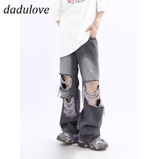 DaDulove💕 New American Ins High Street Retro Ripped Jeans Niche High Waist Wide Leg Pants Large Size Trousers