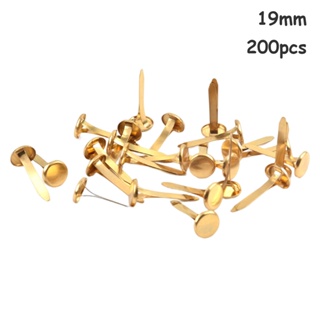 200pcs Round DIY Metal Mini Gold Coloured Stamping For Crafts Split Pins 19/25mm Paper Fasteners Scrapbooking Brads