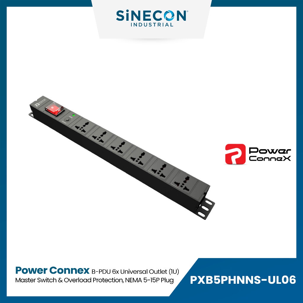 PowerConneX รางปลั๊กไฟตู้แร็ค PXB5PHNNS-UL06 B-PDU 6ช่อง Master Switch ...