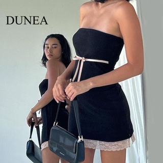 Dunea ชุดมินิเดรส เปิดไหล่ ลูกไม้ ลําลอง ฤดูร้อน สําหรับผู้หญิง