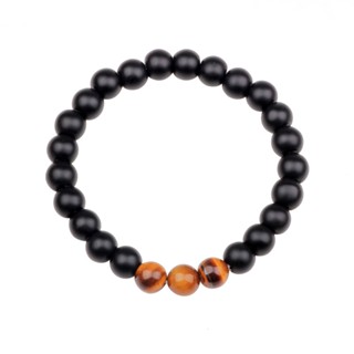 เครื่องประดับ สร้อยข้อมือ หินสายรุ้ง เนื้อแมตต์ แบบยืดหยุ่น สามารถปรับได้ สีดํา สีสันสดใส