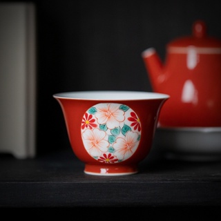 Jianghongman ถ้วยชาเซรามิก ลายดอกไม้ หลากสี [A048]
