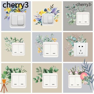 Cherry3 สติกเกอร์ ลายดอกไม้ สไตล์นอร์ดิก สําหรับติดตกแต่งสวิตช์ไฟห้องนอน