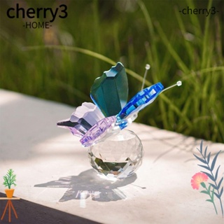 Cherry3 ฟิกเกอร์ผีเสื้อบิน สีม่วง สีฟ้า สําหรับเก็บสะสม 2 ชิ้น ฐานบอลคริสตัล รูปผีเสื้อ สําหรับตกแต่งบ้าน ออฟฟิศ