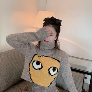 เสื้อกันหนาว คอกลม ทรงหลวม ขนาดเล็ก ลายทาง สไตล์ญี่ปุ่น แฟชั่นฤดูใบไม้ร่วง สําหรับผู้หญิง W5T5